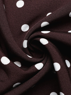 Polka Dot Satin Halter Dress – V-Neck A-Line Silhouette