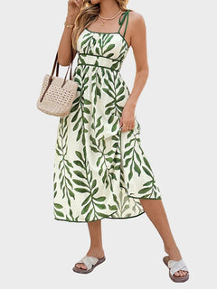 Leaf Print Midi Dress