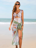 Women’s Floral Print One Piece Swimsuit Set