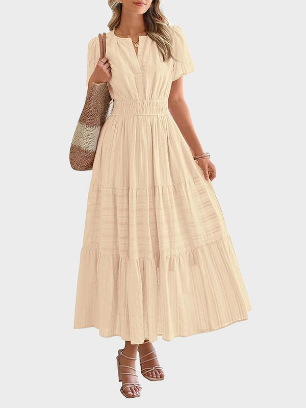 Women’s Casual Short Sleeve Maxi Dress with Pockets