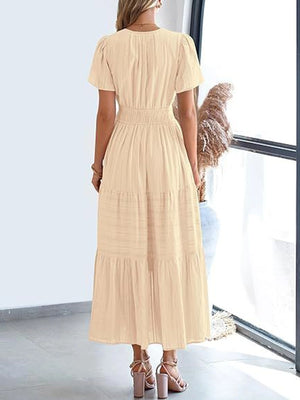 Women’s Casual Short Sleeve Maxi Dress with Pockets