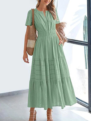 Women’s Casual Short Sleeve Maxi Dress with Pockets