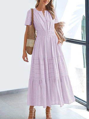 Women’s Casual Short Sleeve Maxi Dress with Pockets