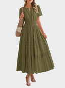 Women’s Casual Short Sleeve Maxi Dress with Pockets