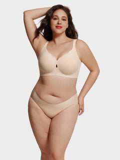 Plus Size Seamless Wireless Full Coverage Bra for Women – Scalloped Neck Soft Lift Comfort Bra