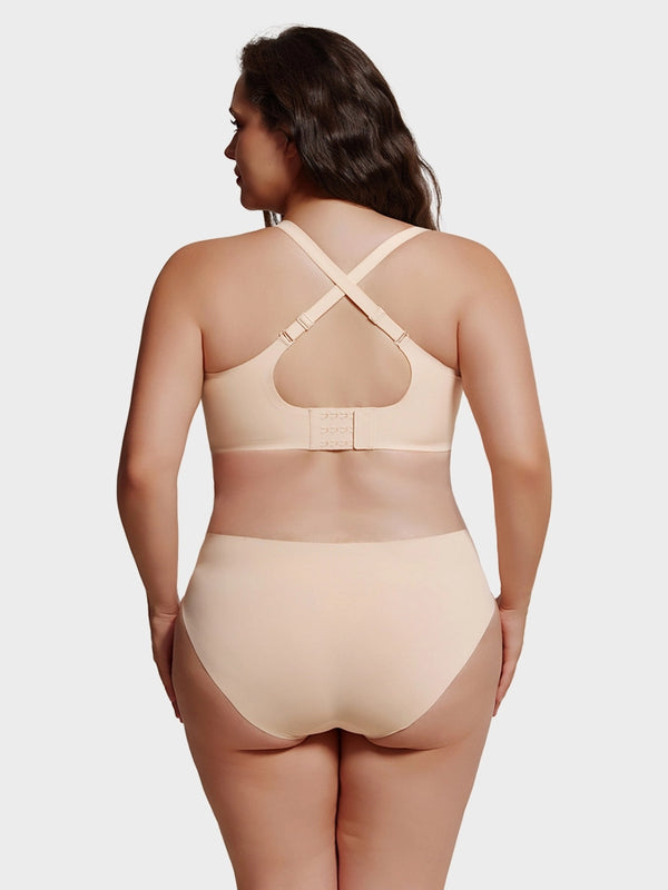 Plus Size Seamless Wireless Full Coverage Bra for Women – Scalloped Neck Soft Lift Comfort Bra