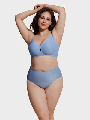 Plus Size Seamless Wireless Full Coverage Bra for Women – Scalloped Neck Soft Lift Comfort Bra