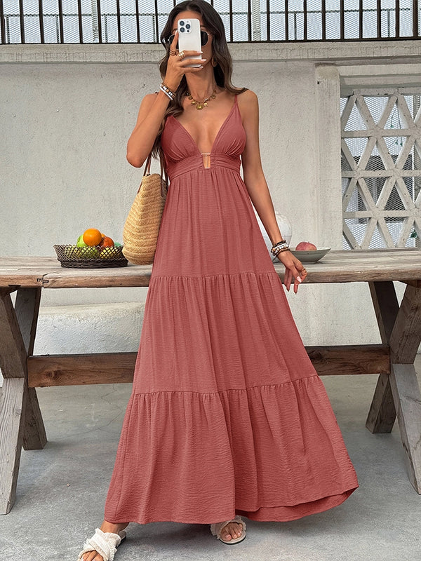Women’s Boho V-Neck Maxi Dress