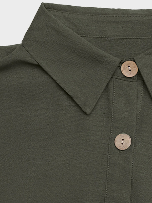 Women's Sleeveless Shirt Collar Belted Shirt Dress