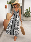 Women's Vacation Beach Dress Spaghetti Strap V Neck Summer Boho Maxi