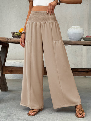 Womens Elastic High Waisted Palazzo Pants
