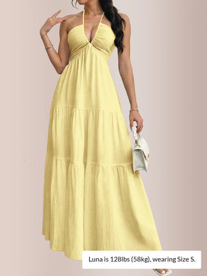 Halter Neck Tiered Maxi Dress