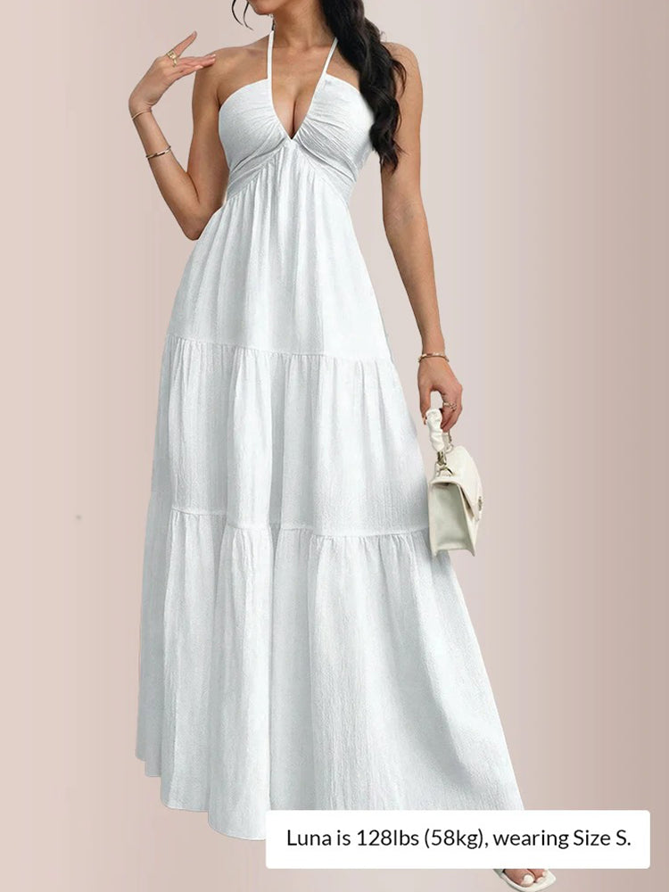 Halter Neck Tiered Maxi Dress