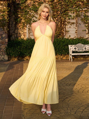 Halter Neck Tiered Maxi Dress