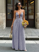 Women’s Striped Halter Neck Maxi Dress