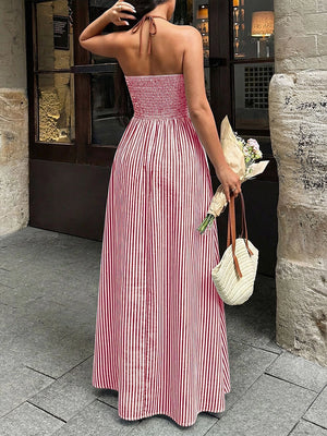 Women’s Striped Halter Neck Maxi Dress
