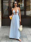 Women’s Striped Halter Neck Maxi Dress