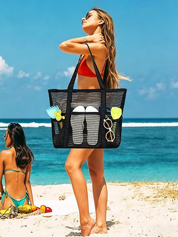 Mesh Beach Bag with Zipper