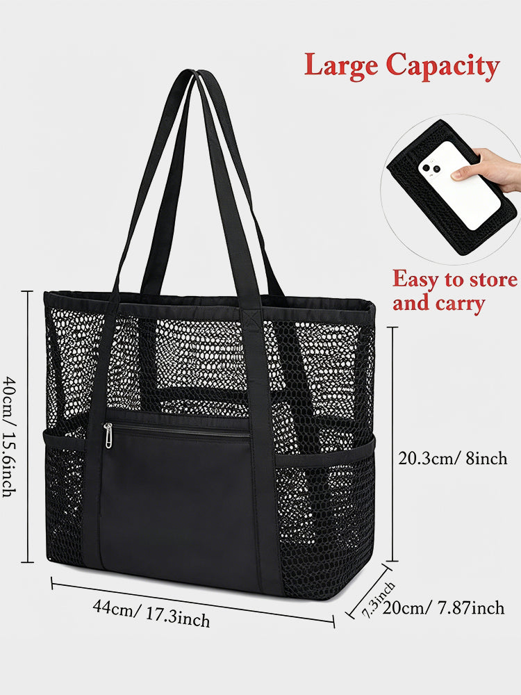 Mesh Beach Bag with Zipper