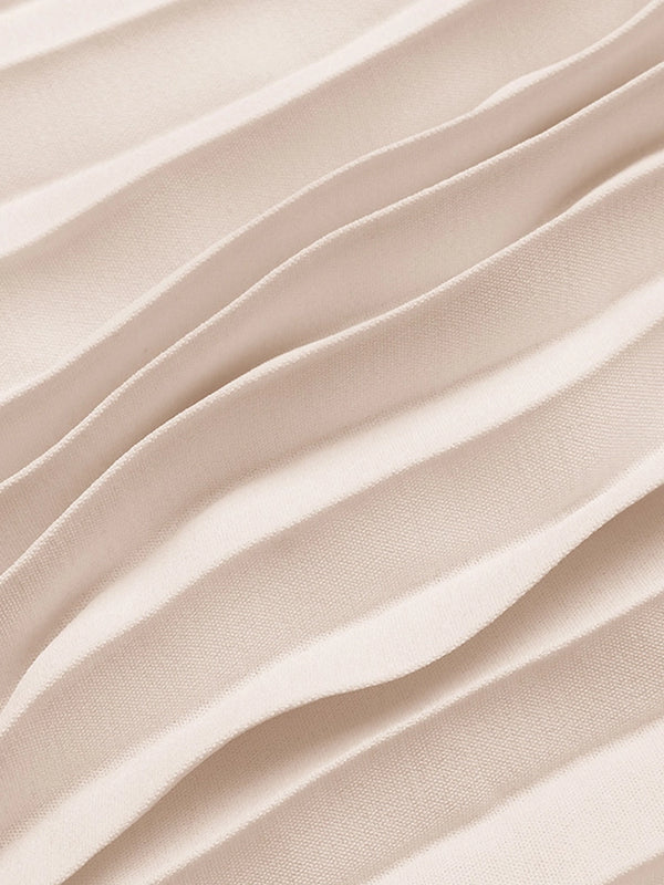 Women's V Neck Pleated Maxi Dress