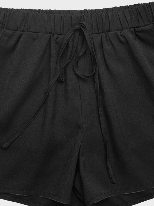 Womens Shorts Casual Loose Elastic Waist Drawstring  Shorts
