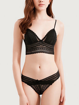 Women’s Lace Bralette Soft Wireless Bra Set