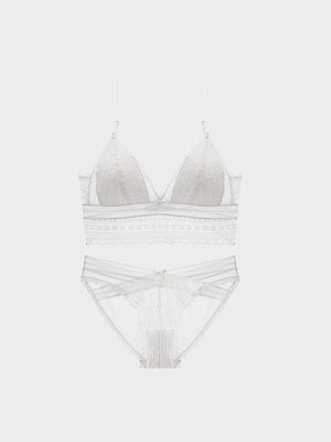 Women’s Lace Bralette Soft Wireless Bra Set