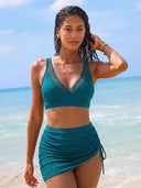 Mesh Sarong Wraps Bathing Suits High Waisted Bikini Sets