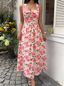Women's Floral Halter Neck Midi Dress