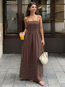 Women's Striped Spaghetti Strap Maxi Dress