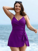 Womens One Piece Swimsuit Tummy Control Bathing Suit Criss Cross Front Swim Dress Beach Skirt