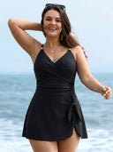 Womens One Piece Swimsuit Tummy Control Bathing Suit Criss Cross Front Swim Dress Beach Skirt