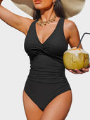 Retro Ruched Tummy Control One-Piece Swimsuit