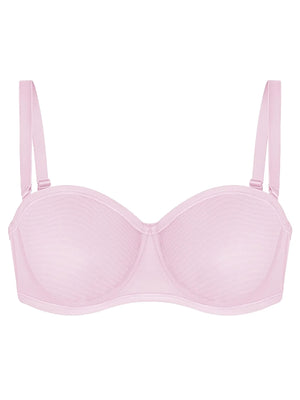 Sheer Mesh Unlined Underwire Strapless Balconette Bra