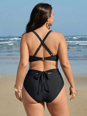 Twist-Front Mesh Wrap Tummy Control Bikini Set