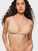 Womens Wireless Triangle Bralette Plunge Unlined Seamless Bras