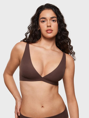 Womens Wireless Triangle Bralette Plunge Unlined Seamless Bras