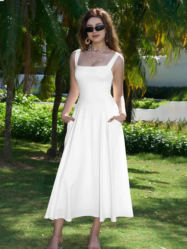 Women’s Elegant Square Neck Maxi Dress