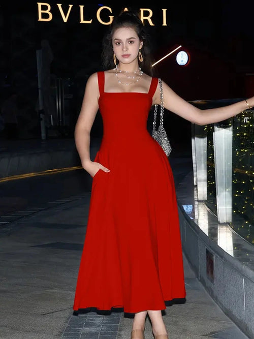 Women’s Elegant Square Neck Maxi Dress