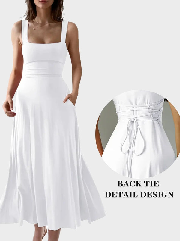Women’s Elegant Square Neck Maxi Dress