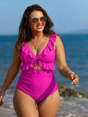 Women’s Ruffle Trim High Waisted Bikini Set