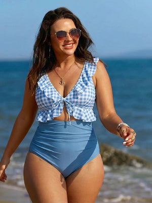 Women’s Ruffle Trim High Waisted Bikini Set