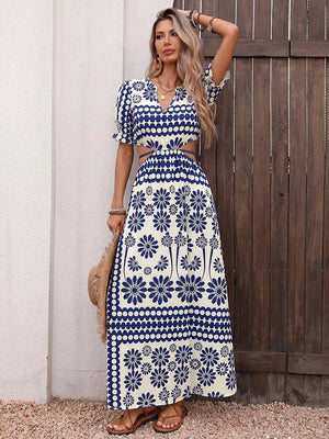Women's Cut Out Wrap Deep V Neck Dress