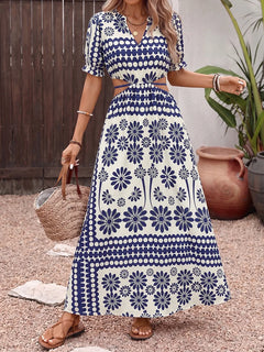 Women's Cut Out Wrap Deep V Neck Dress
