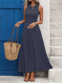 Women's  French Vintage Polka Dot Backless Dress