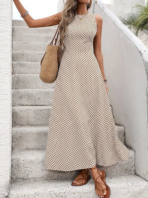 Women's  French Vintage Polka Dot Backless Dress