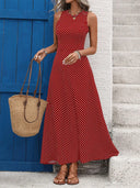 Women's  French Vintage Polka Dot Backless Dress
