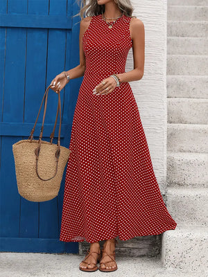 Women's  French Vintage Polka Dot Backless Dress