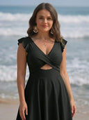 Tummy Control Ruffle Cutout Swimdress