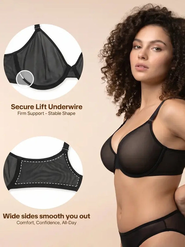 Seamless Mesh Unlined Underwire Minimizer Bra